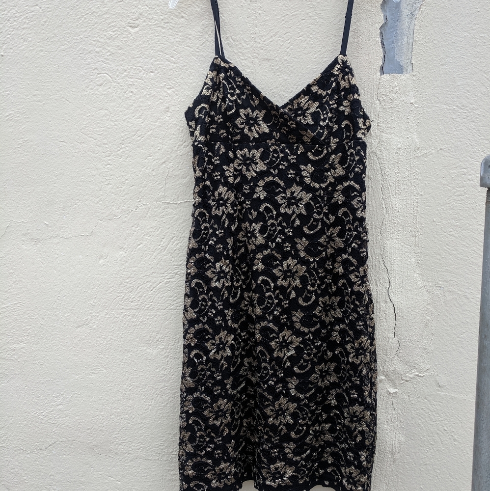 Vintage Gold Accent/Lace Cocktail Dress